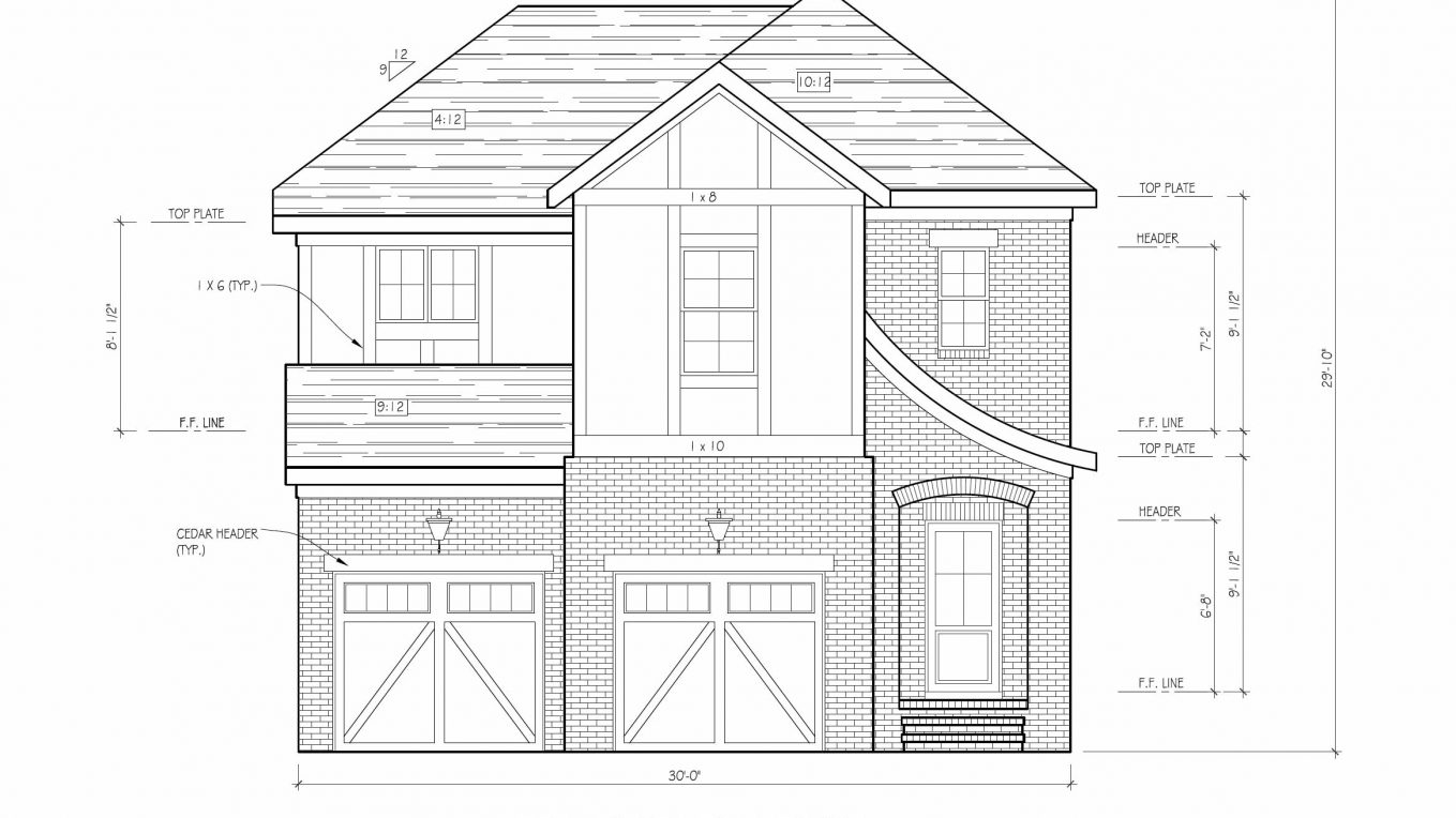 Font elevation drawing of 1615 O'Shaughnessy ave NE